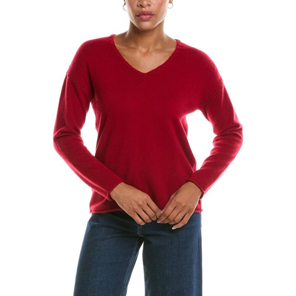 Johnny Was Womens  The Whipstitch V-Neck Cashmere Pullover